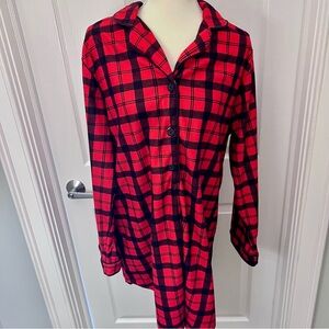 Carter’s adult red and black plaid nightgown- adult size L